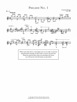 page one of Prelude No.1 (Easy Guitar)