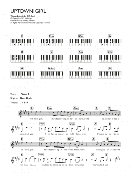 page one of Uptown Girl (Piano Chords/Lyrics)