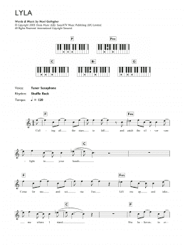 page one of Lyla (Piano Chords/Lyrics)
