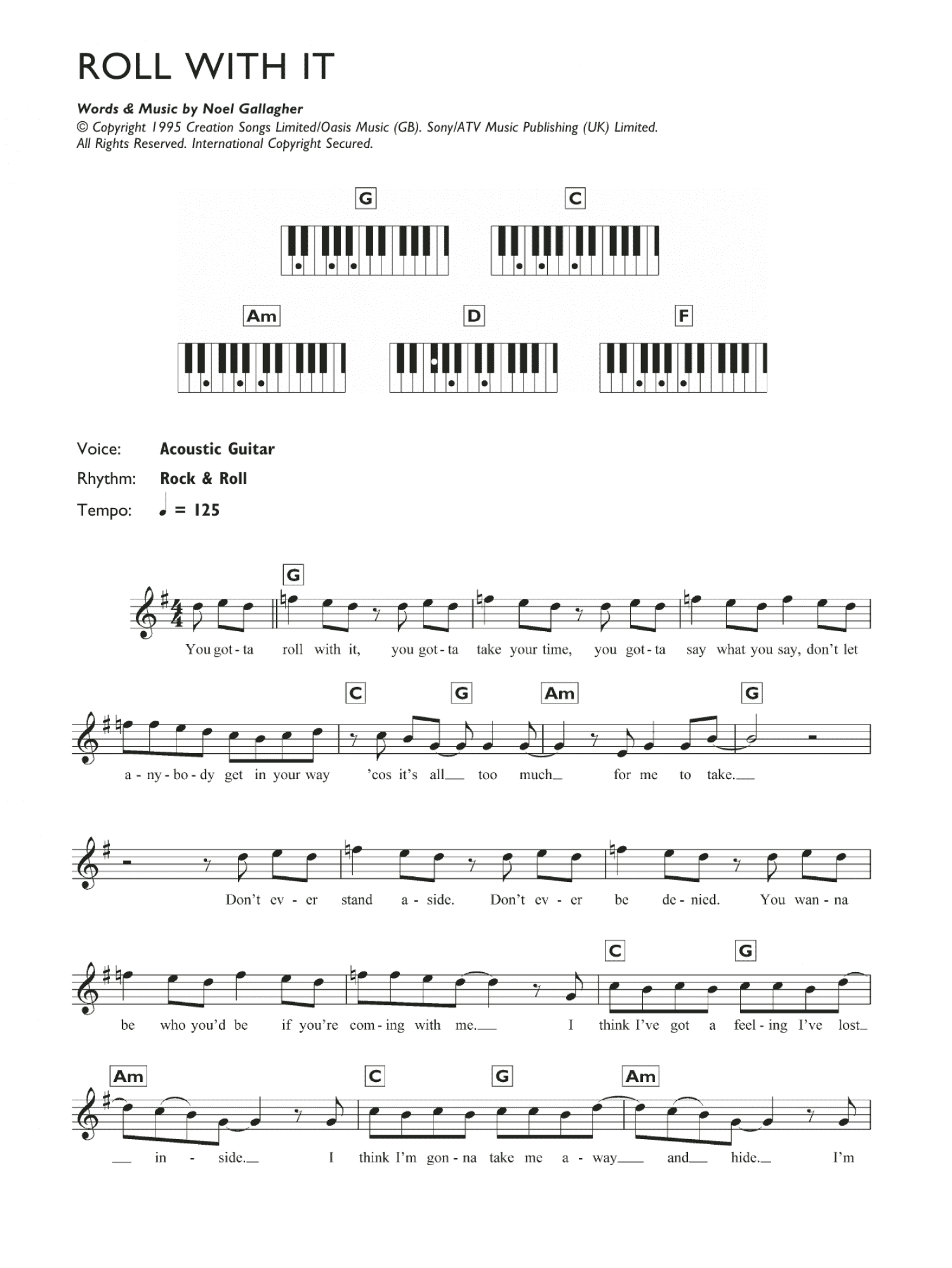 Roll With It (Piano Chords/Lyrics)