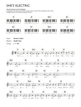 page one of She's Electric (Piano Chords/Lyrics)