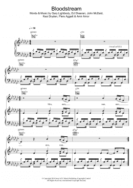 page one of Bloodstream (Piano, Vocal & Guitar Chords)