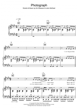 page one of Photograph (Piano, Vocal & Guitar Chords)