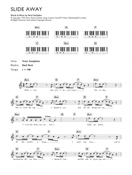 page one of Slide Away (Piano Chords/Lyrics)