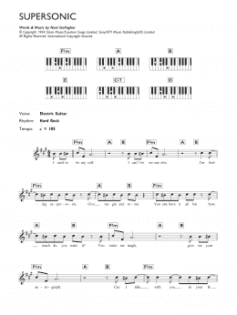 page one of Supersonic (Piano Chords/Lyrics)