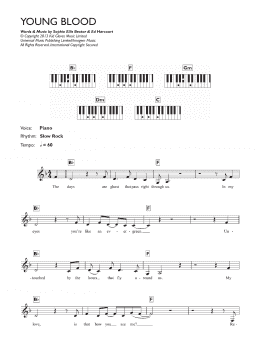 page one of Young Blood (Piano Chords/Lyrics)
