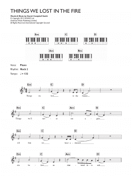 page one of Things We Lost In The Fire (Piano Chords/Lyrics)