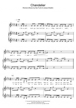 page one of Chandelier (Piano, Vocal & Guitar Chords)