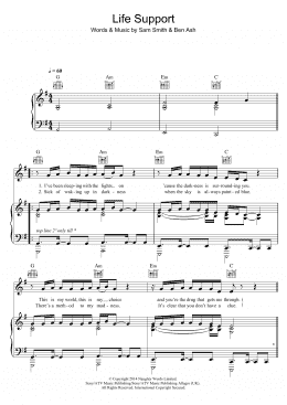 page one of Life Support (Piano, Vocal & Guitar Chords)