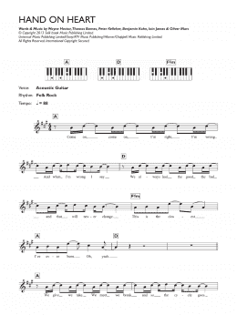 page one of Hand On Heart (Piano Chords/Lyrics)