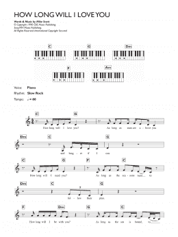 page one of How Long Will I Love You (Piano Chords/Lyrics)