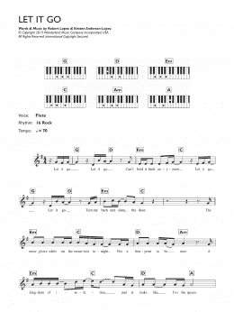 page one of Let It Go (from Frozen) (Demi Lovato version) (Piano Chords/Lyrics)