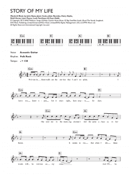 page one of Story Of My Life (Piano Chords/Lyrics)
