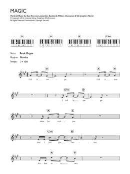 page one of Magic (Piano Chords/Lyrics)