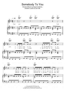 page one of Somebody To You (featuring Demi Lovato) (Piano, Vocal & Guitar Chords)