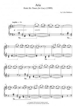 page one of Aria (From Six Tunes For Lucy) (Piano Solo)
