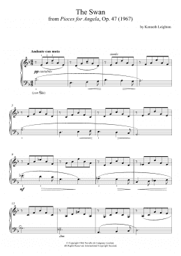 page one of The Swan (From Pieces For Angela) (Piano Solo)