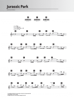 page one of Theme from Jurassic Park (Piano Chords/Lyrics)