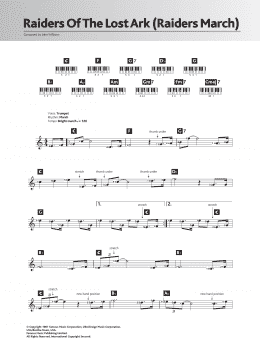 page one of Raiders March (from Raiders Of The Lost Ark) (Piano Chords/Lyrics)