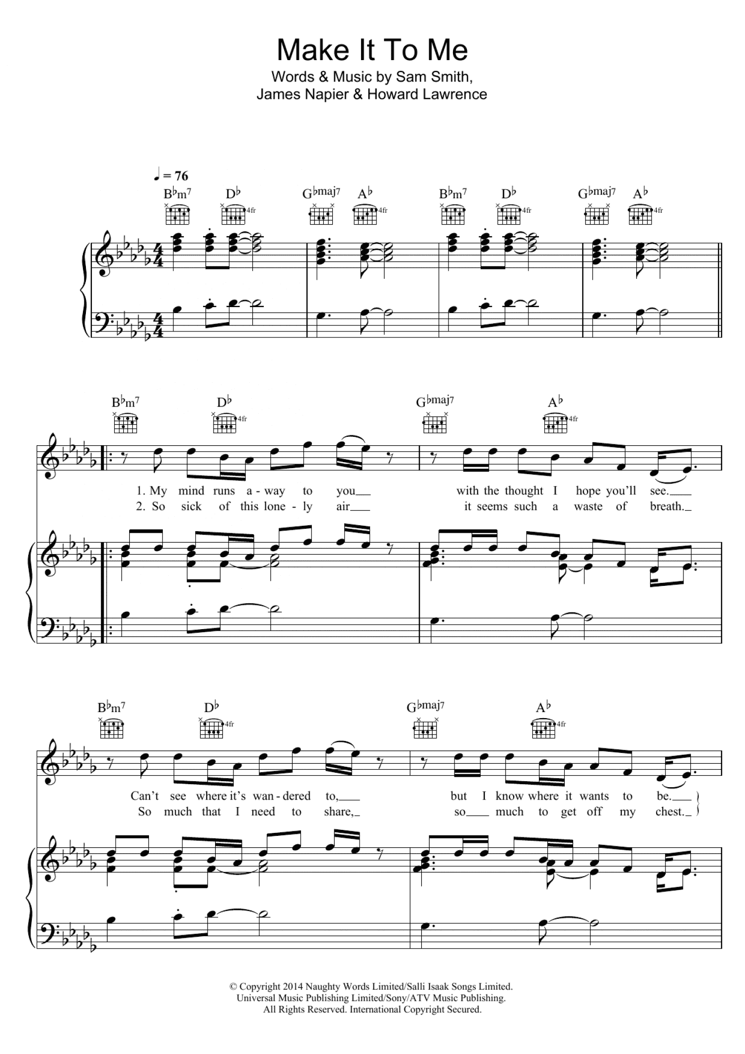 Make It To Me (Piano, Vocal & Guitar Chords)
