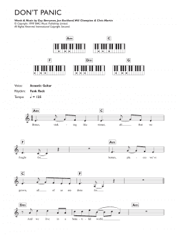 page one of Don't Panic (Piano Chords/Lyrics)