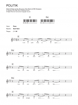 page one of Politik (Piano Chords/Lyrics)
