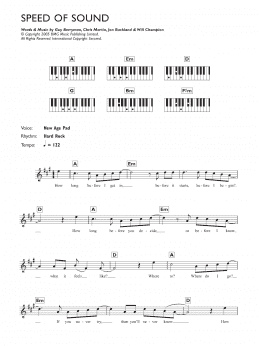 page one of Speed Of Sound (Piano Chords/Lyrics)