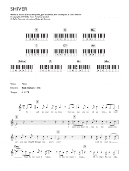 page one of Shiver (Piano Chords/Lyrics)