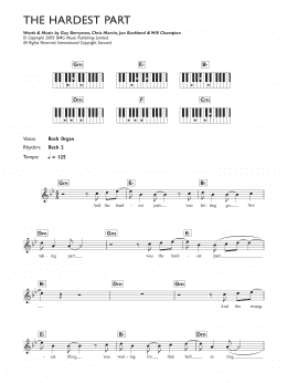 page one of The Hardest Part (Piano Chords/Lyrics)