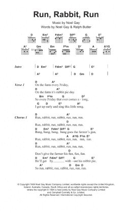 page one of Run, Rabbit, Run (Guitar Chords/Lyrics)