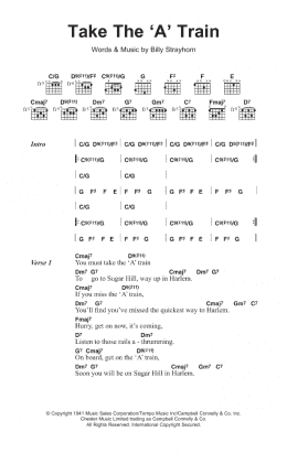 page one of Take The 'A' Train (Guitar Chords/Lyrics)
