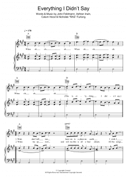 page one of Everything I Didn't Say (Piano, Vocal & Guitar Chords)