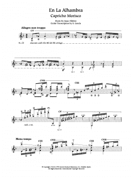 page one of En La Alhambra (Capricho Morisco) (Easy Guitar)