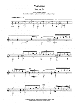 page one of Mallorca (Easy Guitar)