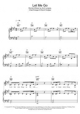 page one of Let Me Go (feat. Chad Kroeger) (Piano, Vocal & Guitar Chords)