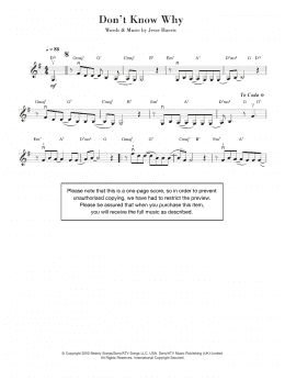 page one of Don't Know Why (Violin Solo)