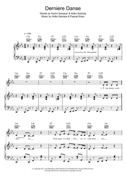 page one of Derniere Danse (Piano, Vocal & Guitar Chords)