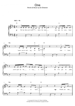 page one of One (Easy Piano)