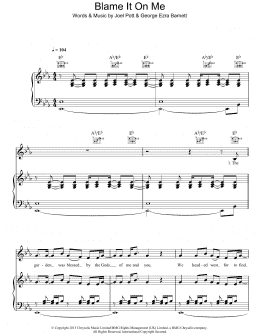 page one of Blame It On Me (Piano, Vocal & Guitar Chords)