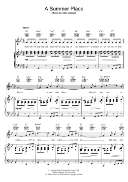 page one of (Theme From) A Summer Place (Piano, Vocal & Guitar Chords)
