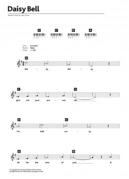page one of Daisy Bell (Piano Chords/Lyrics)