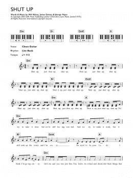page one of Shut Up (Piano Chords/Lyrics)