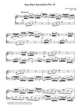 page one of Two-Part Invention No. 14 (Piano Solo)