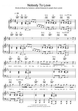 page one of Nobody To Love (Piano, Vocal & Guitar Chords)
