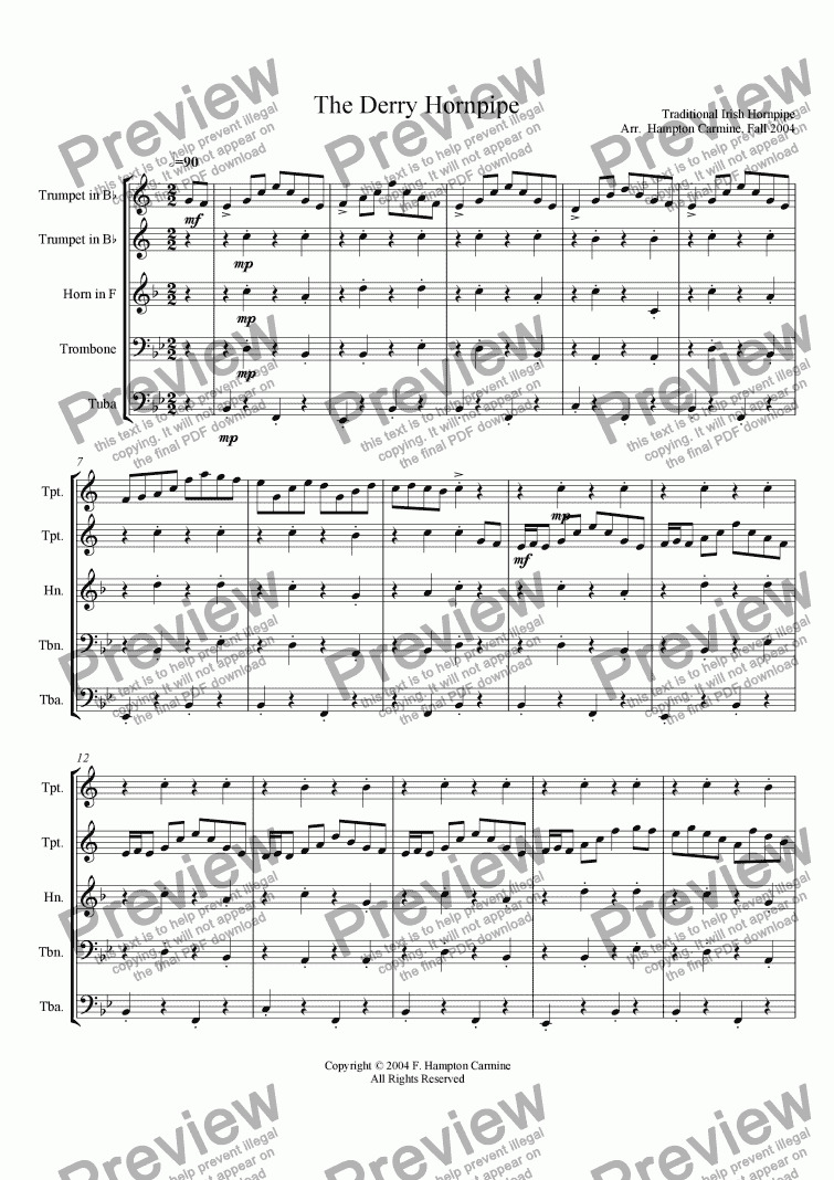 page one of The Derry Hornpipe