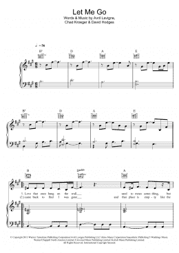 page one of Let Me Go (feat. Chad Kroeger) (Piano, Vocal & Guitar Chords)