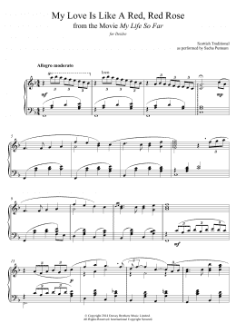 page one of My Love Is Like A Red, Red Rose (as performed by Sacha Puttnam) (Piano Solo)