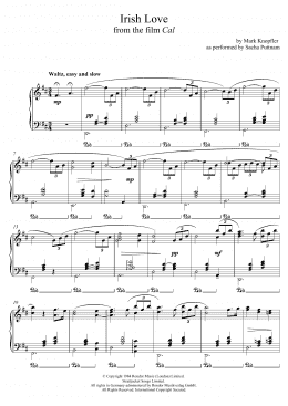 page one of Irish Love (from Cal) (as performed by Sacha Puttnam) (Piano Solo)
