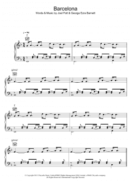 page one of Barcelona (Piano, Vocal & Guitar Chords)