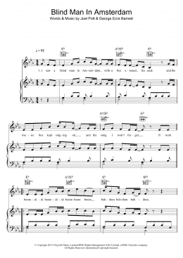 page one of Blind Man In Amsterdam (Piano, Vocal & Guitar Chords)